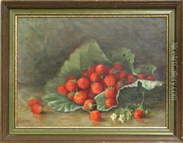 Still Life With Strawberries Oil Painting - Annie Pogson