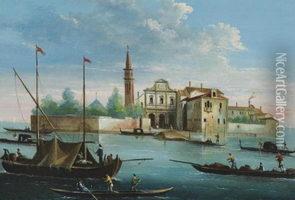 The Island Of San Michele, Venice Oil Painting - Giuseppe Bernardino Bison