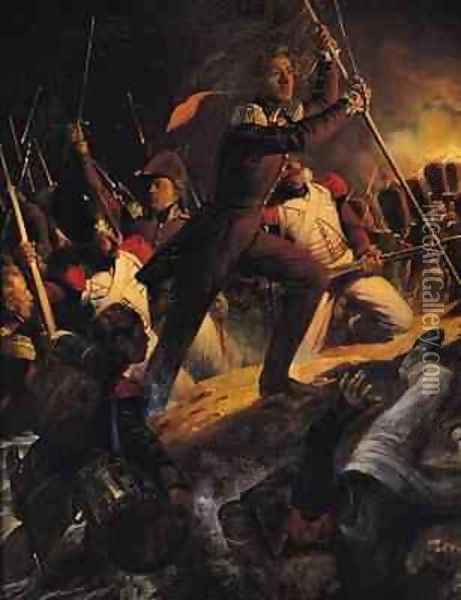 Charles Amedee Albert de Savoie Prince de Carignan 1798-1849 Leading the Assault at the Siege of the Trocadero Oil Painting - Hippolyte (Paul) Delaroche
