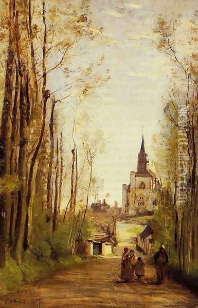 Marissal, Path to the Front of the Church Oil Painting - Jean-Baptiste-Camille Corot