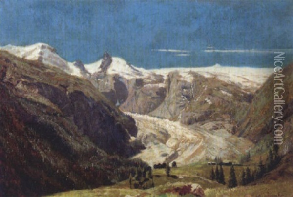 Aletschgletscher Oil Painting - Nathanael Lemaitre