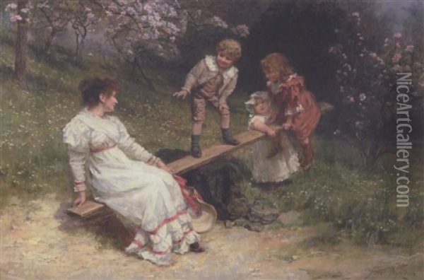 The Teeter-totter Oil Painting - Frederick Morgan