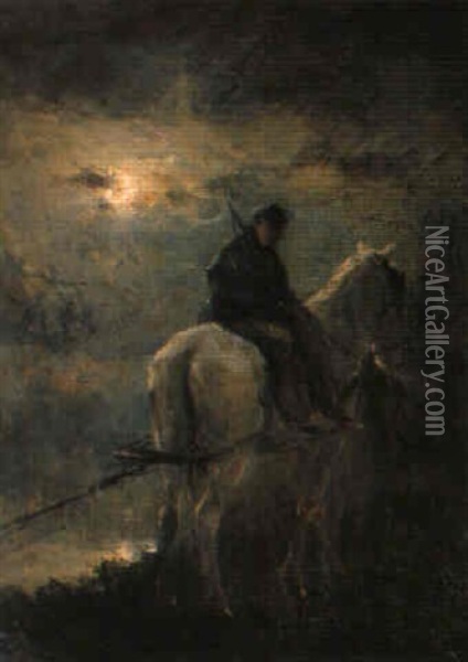 Haleur A Cheval Oil Painting - Franz Courtens