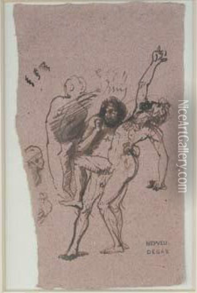 Lutte Des Geants, Hercule Et Atlas Oil Painting - Edgar Degas