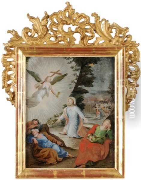 Christus Am Olberg, Dem Ein Engel Mit Kreuz Und Kelch Erscheint Oil Painting - Leodegar Meyer