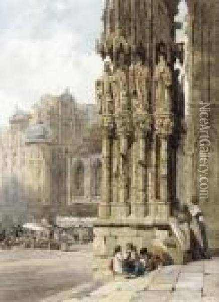 The West Porch, Ratisbon Cathedral Oil Painting - Thomas Shotter Boys