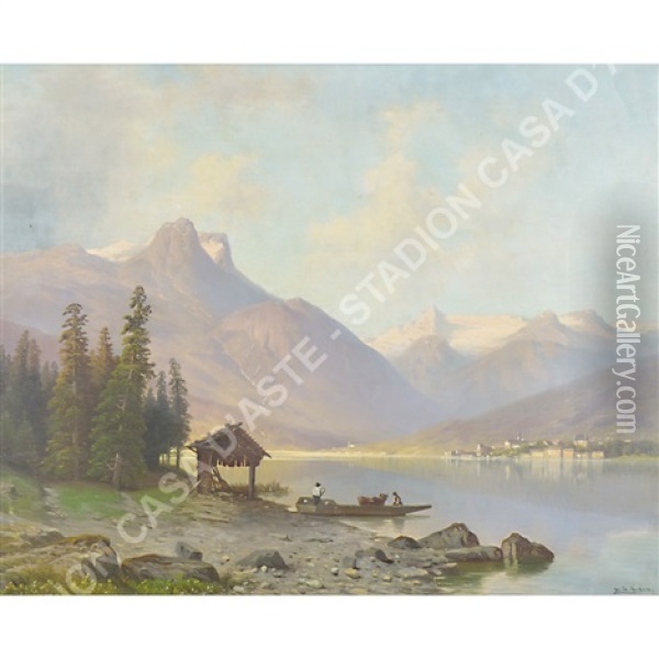 Veduta Di Zell Am See Oil Painting - Theodor (Wilhelm T.) Nocken