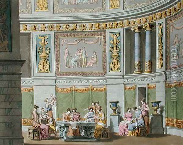The Gynaeceum, from Le Costume Ancien et Moderne by Jules Ferrario, c.1825 Oil Painting - Alessandro Sanquirico