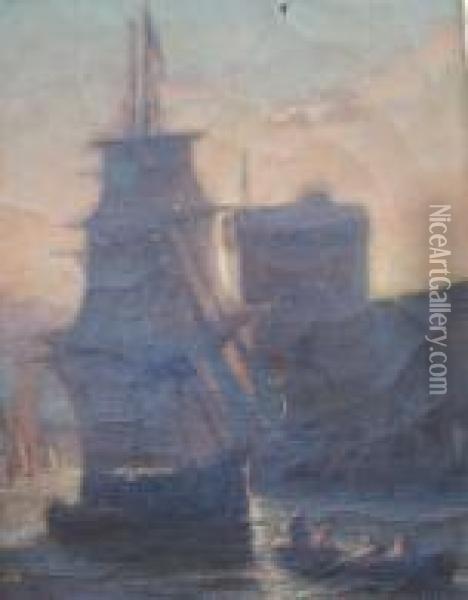Voilier Devant Le Fort, Entree Du Port De Marseille Oil Painting - Dominique Alphonse Negre