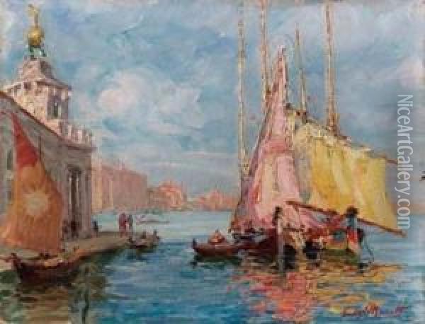 Punta Della Dogana A Venezia Oil Painting - Luigi Moretti