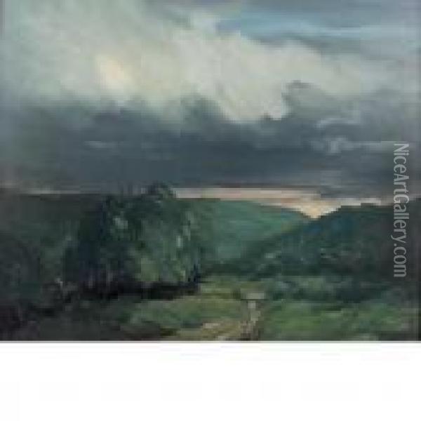Storm Weather - Wyoming Valley (in The Wyoming Valley) Oil Painting - Robert Henri