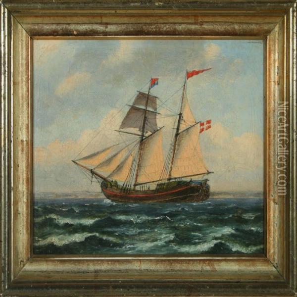Two-masted Schooner Oil Painting - Carl Ludwig Bille