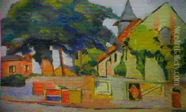 L'eglise Du Village Oil Painting - Pierre De Belay