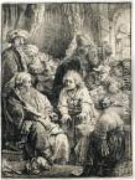 Joseph Telling His Dreams (b., Holl.37; H.160; Bb.38-e) Oil Painting - Rembrandt Van Rijn