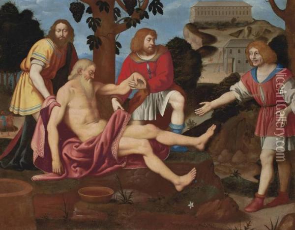 Ham Mocking Noah Oil Painting - Bernardino Luini