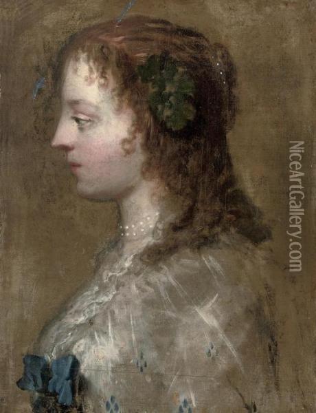 Profile Portrait Of A Lady Oil Painting - Sir Anthony Van Dyck