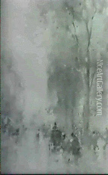 A Street After Rain Oil Painting - James Watterston Herald