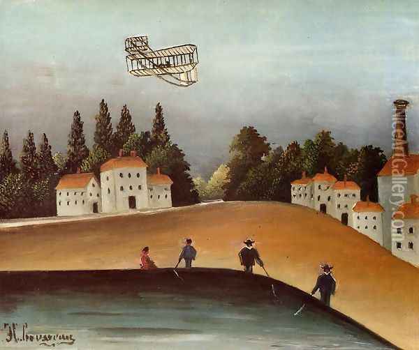 The Fishermen And The Biplane Oil Painting - Henri Julien Rousseau