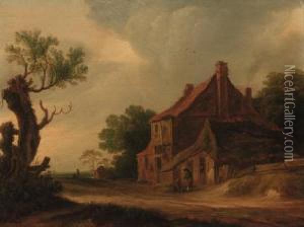 A Roadside Inn In A Wooded Landscape Oil Painting - Reinier Van Der Laeck