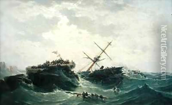 The Sinking of the 'Borysthene' Oil Painting - Pierre Emile Berthelemy