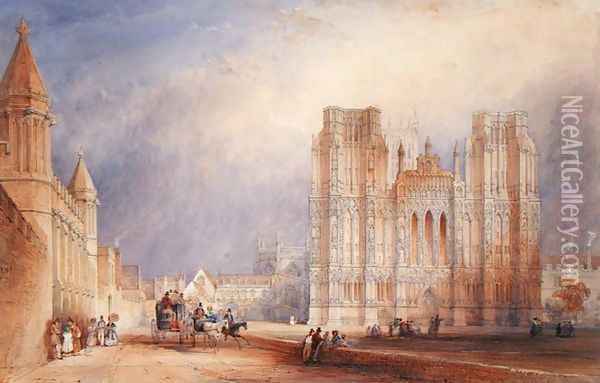 Wells Cathedral Oil Painting - Thomas Hosmer Shepherd
