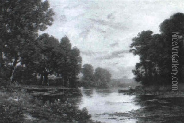 River Landscapes Oil Painting - Leon Richet