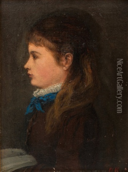 Portrait Of A Girl Oil Painting - Oskar Conrad Kleineh