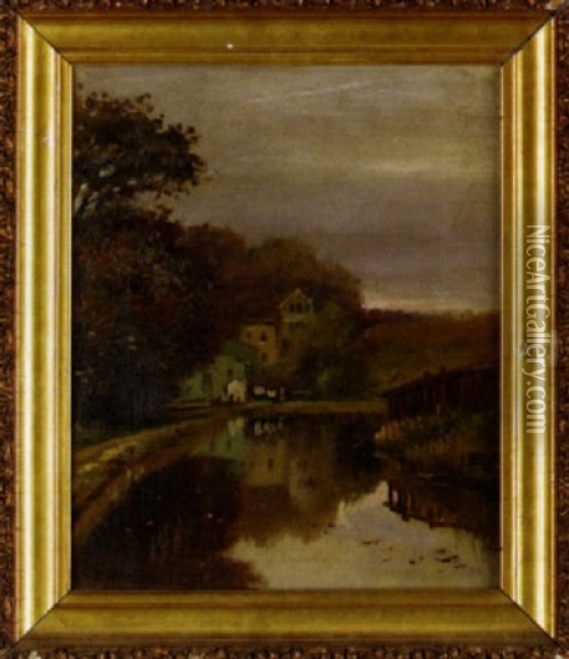 Landscape With River And Houses Oil Painting - Paul Dartiguenave