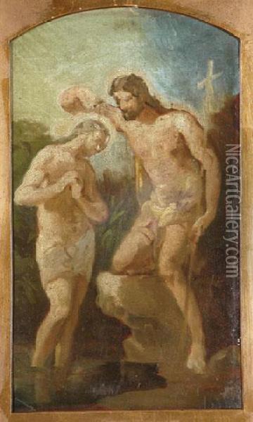 Krisztus Megkeresztelese Oil Painting - Karoly Lotz