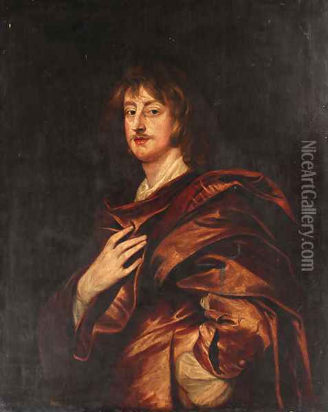 Portrait of Philip, 5th Earl of Pembroke, half-length, in a red cloak Oil Painting - Sir Anthony Van Dyck