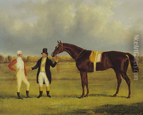 'Euclid' with his Jockey Conolly and Trainer Pettit Oil Painting - John Frederick Herring Snr