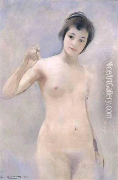 Desnudo Femenino (Nude) Oil Painting - Ramon Casas Y Carbo