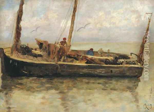 A fishing boat at sea Oil Painting - Charles Emmanuel Joseph Roussel