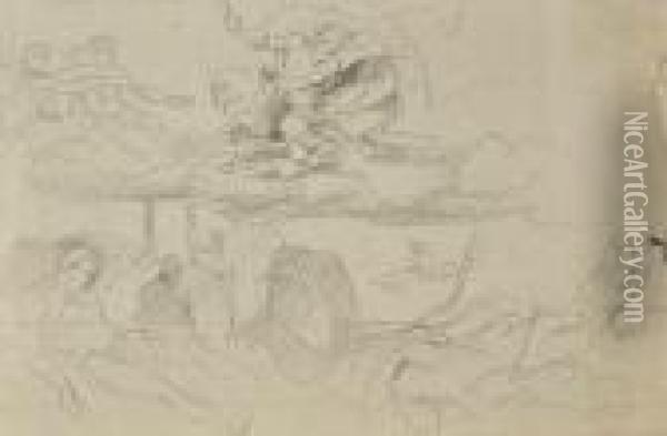 Etude D'apres Une Scene Mythologique D'un Maitre Ancien Oil Painting - Eugene Delacroix