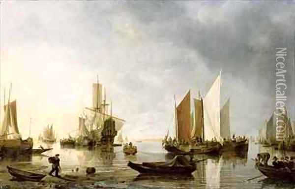 Harbour with Anchored Ships Oil Painting - Hendrick Dubbels