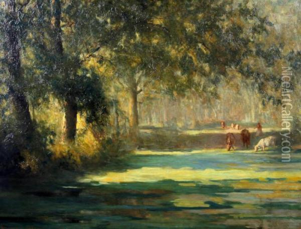 A Quiet Pool Oil Painting - Walter Emsley