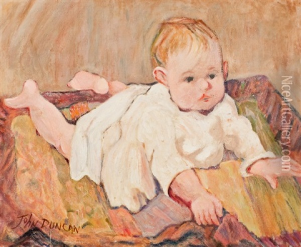 Portrait Of A Baby Oil Painting - John Duncan