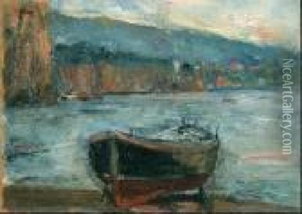 Marina Con Barca Oil Painting - Luigi Crisconio