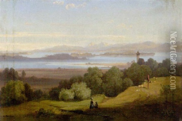 Blick Auf Den Chiemsee Oil Painting - Wilhelm Boshart