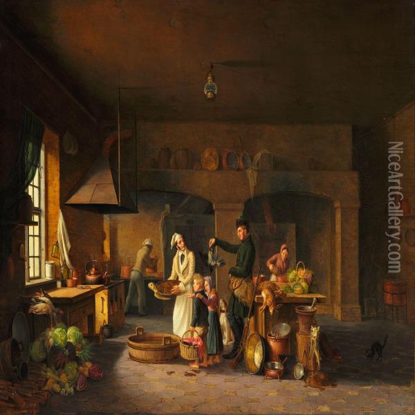 The Kitchen In Odense Castle Oil Painting - Christoffer Faber