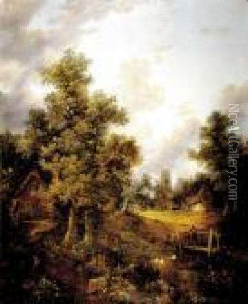 Pond Near Salisbury Oil Painting - John Constable