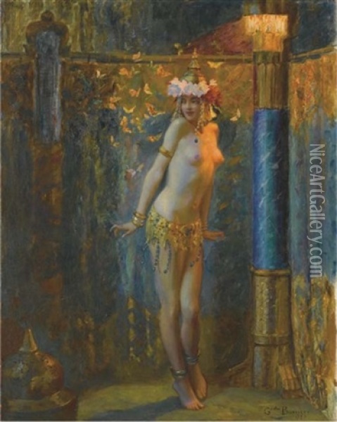 La Danse De Salome Ou Les Papillons D'or Oil Painting - Gaston Bussiere