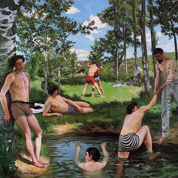 Summer Scene Oil Painting - Jean Frederic Bazille