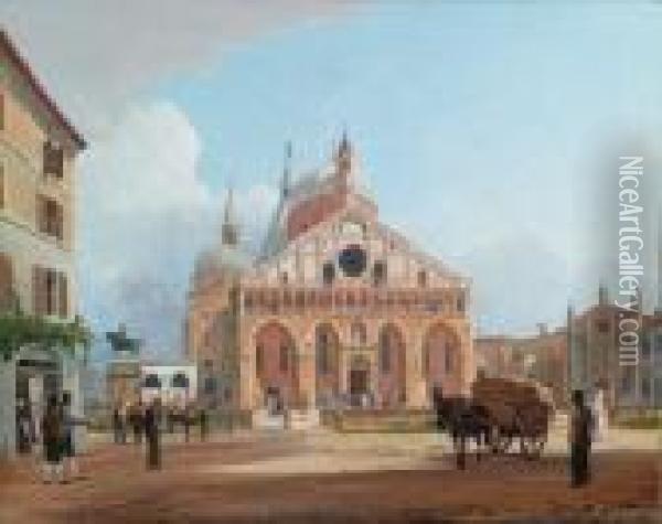 Veduta Della Basilica Di San Antonio A Padova Oil Painting - Rudolf Ritter von Alt