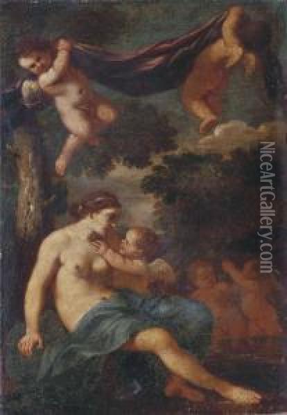 Venus And Cupid With Putti Oil Painting - Giacinto Gimignani