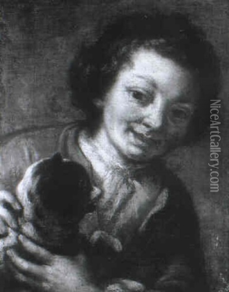 A Boy Holding A Cat Oil Painting - Giacomo Ceruti