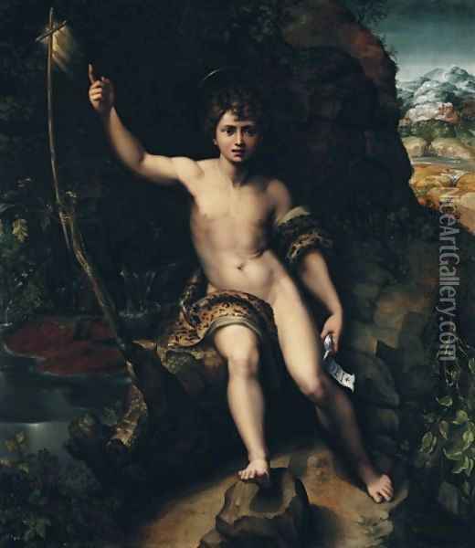 the Baptist in the Wilderness Oil Painting - Giulio Romano (Orbetto)