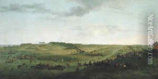 A View of Knowsley Racecourse from Riding Hill Oil Painting - Peter Tillemans