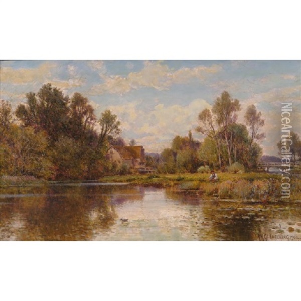 The River Thame At Whitchurch Oil Painting - Alfred Glendening Jr.