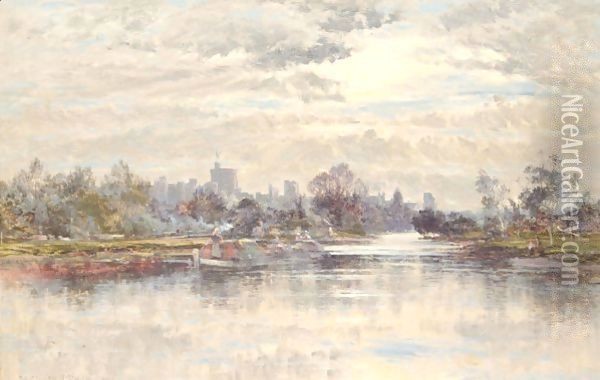 Boating On The River Thames Near Windsor Oil Painting - William E. Harris